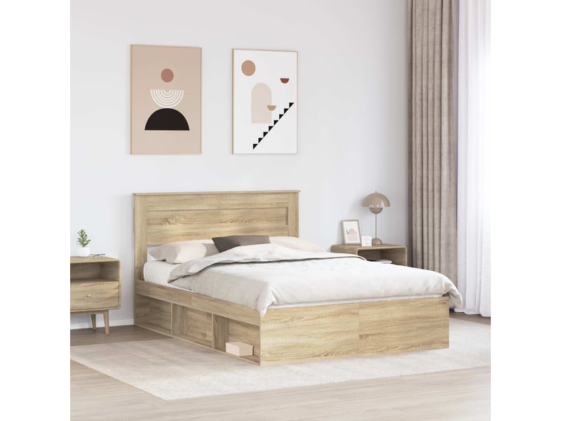 Lit double- lit adulte - cadre de lit sonoma 160 x 200 cm bois de pin massif - Conforama B