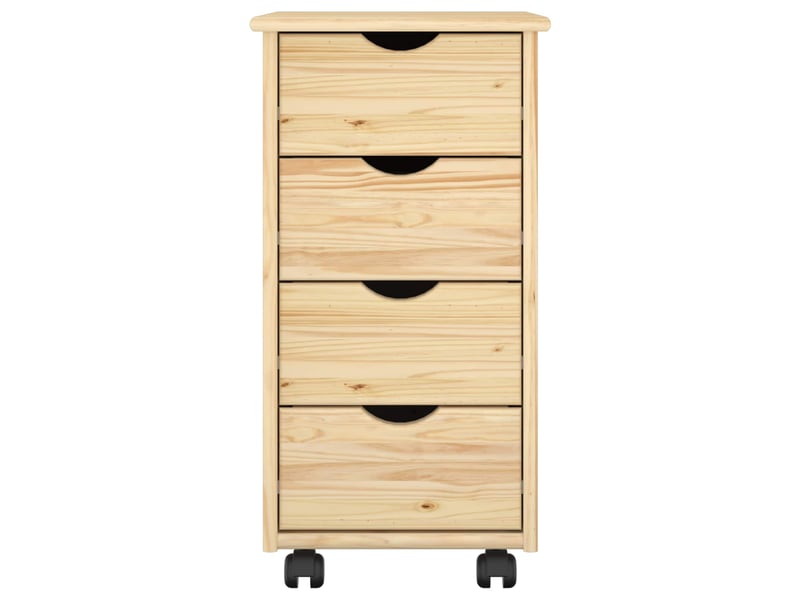  Caisson roulant de bureau, meuble de rangement 34 x 39 x 65,5 cm bois de pin massif marron  - Conforama D