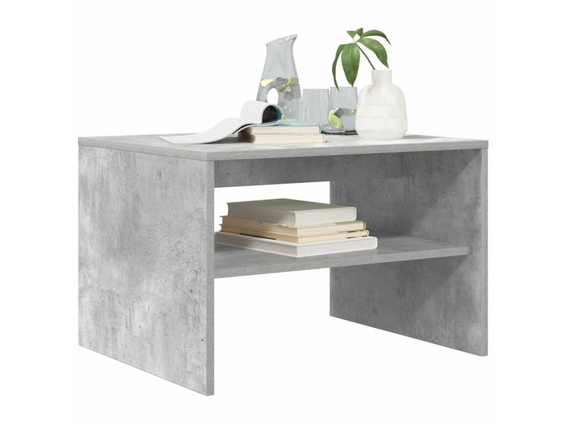 Table basse - table de salon - table à thé gris béton 60 x 50 x 40 cm bois d'ingénierie  - Conforama C