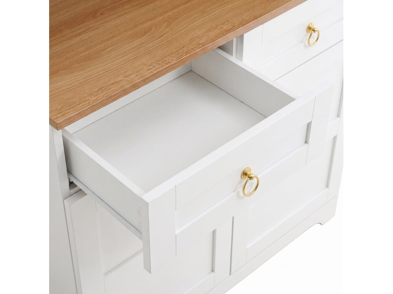  Buffet haut,80x40x180 cm,avec vitrine en verre, led et prises usb,mdf,blanc  - Conforama D