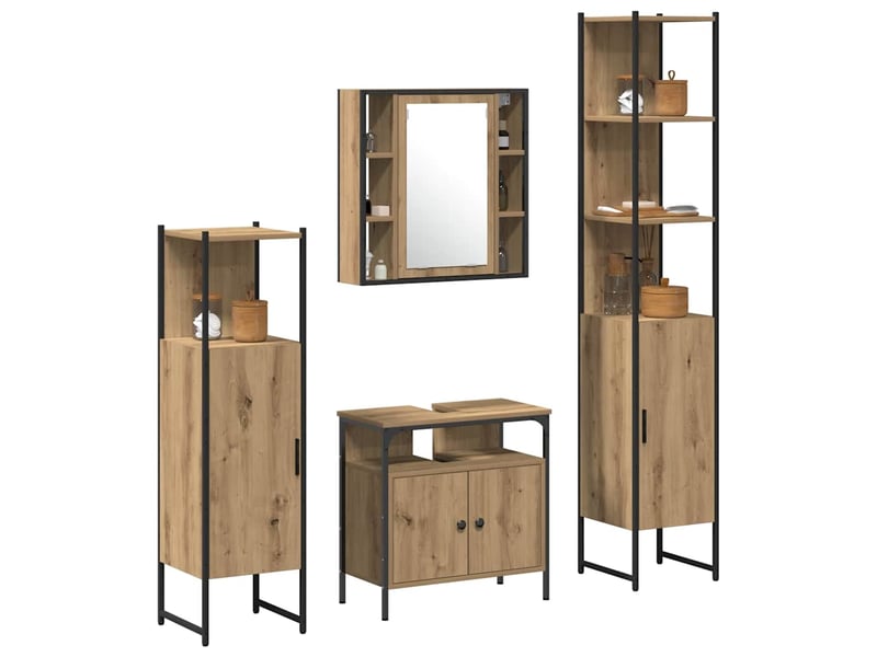 Ensemble de mobilier de salle de bain 4 pc chêne artisanal cf64505 - Conforama C