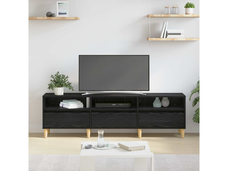  Meuble tv - banc tv - meuble de rangement 150 x 30 x 45 cm chêne noir bois d'ingénierie  - Conforama D