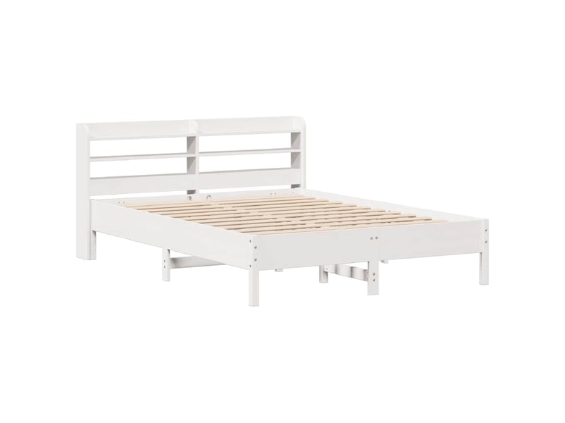  Lit double- lit adulte -  cadre de lit sans matelas blanc 140x200 cm bois de pin massif  - Conforama B