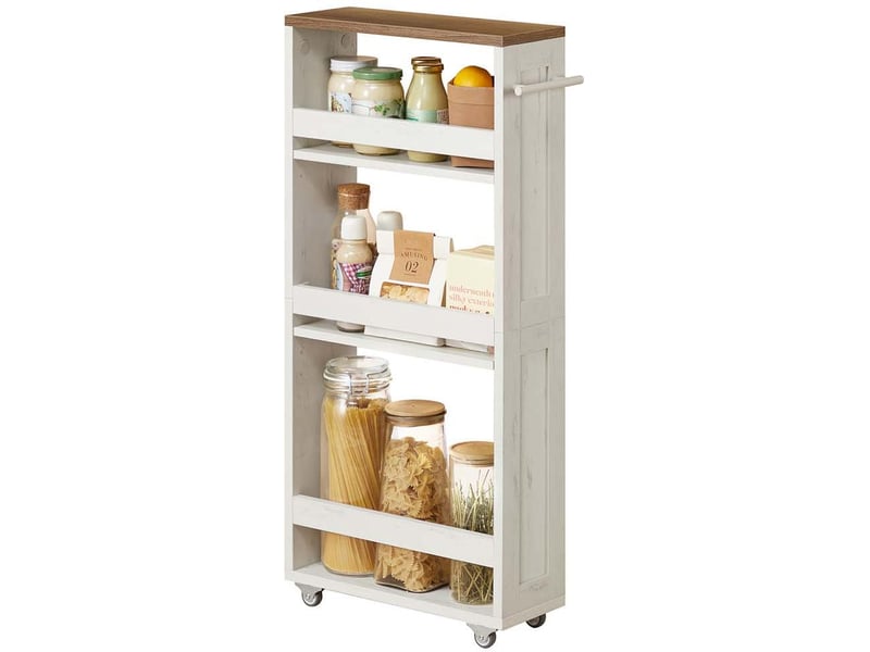  Chariot de rangement fin à roulettes pour petit espace 15 x 43 x 86 cm avec poignée style rustique en aggloméré blanc 12_0013010  - Conforama A