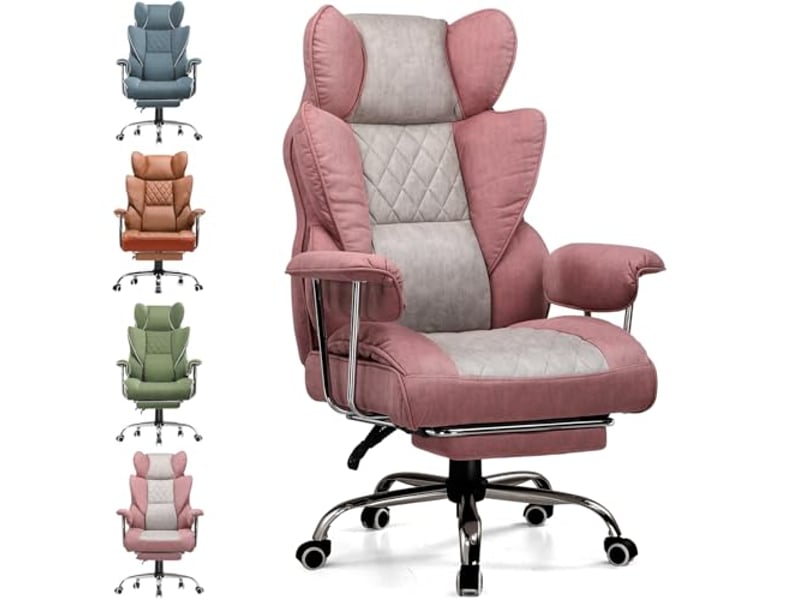 Gtplayer chaise de jeu avec soutien lombaire à ressort, repose-pieds, 180 kg - rose GT205-PK - Conforama A