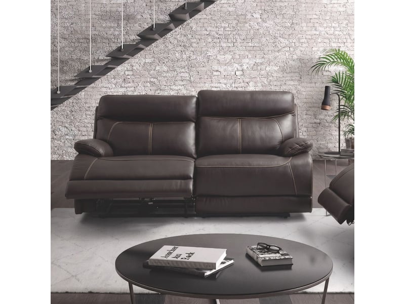  Canapé 3 places relax électrique cuir marron foncé - balios BALIOS - Conforama D