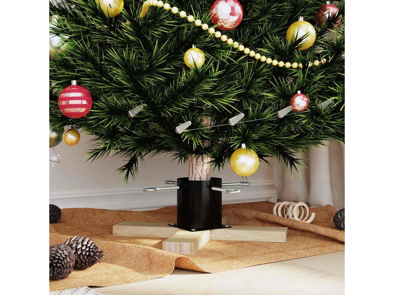  Pied de sapin de noël noir 50 x 50 x 16 cm bois de pin massif  - Conforama D