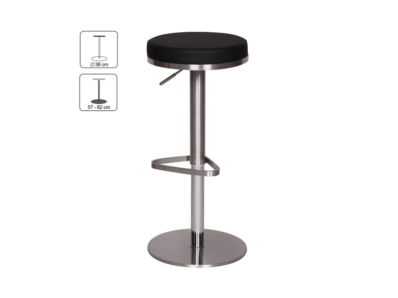  Tabouret de bar rond réglable en hauteur 38x38x5782 cm en pu noir  - Conforama C