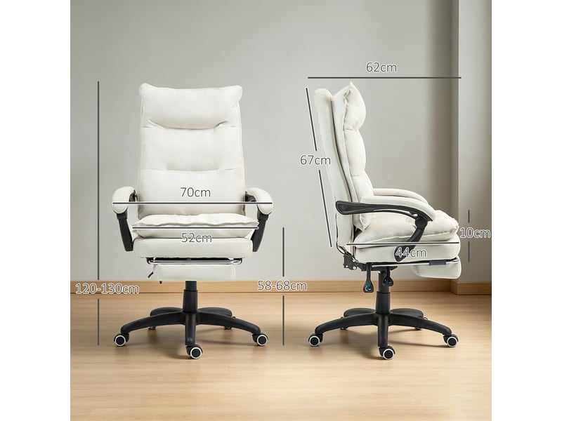  Fauteuil de bureau massant inclinable avec repose-pieds blanc crème  - Conforama C