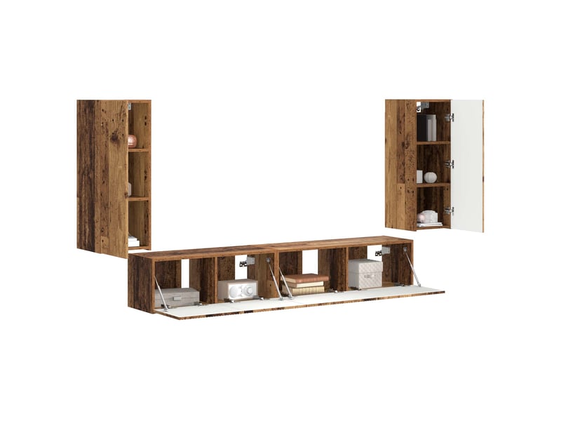  Ensemble meuble tv - banc tv - meuble de rangement 4 pcs bois ancien bois d'ingénierie  - Conforama C