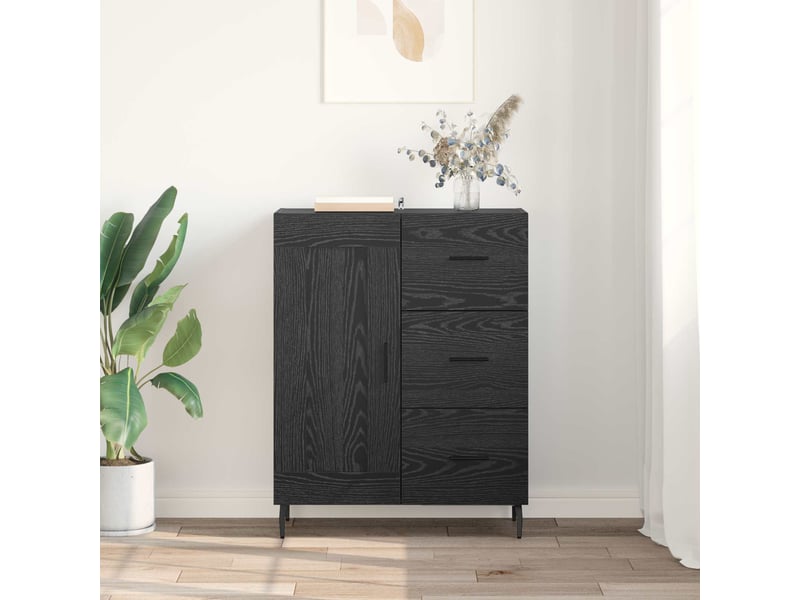  Buffet - bahut - meuble de rangement chêne noir 69,5 x 34 x 90 cm bois d'ingénierie et fer  - Conforama D