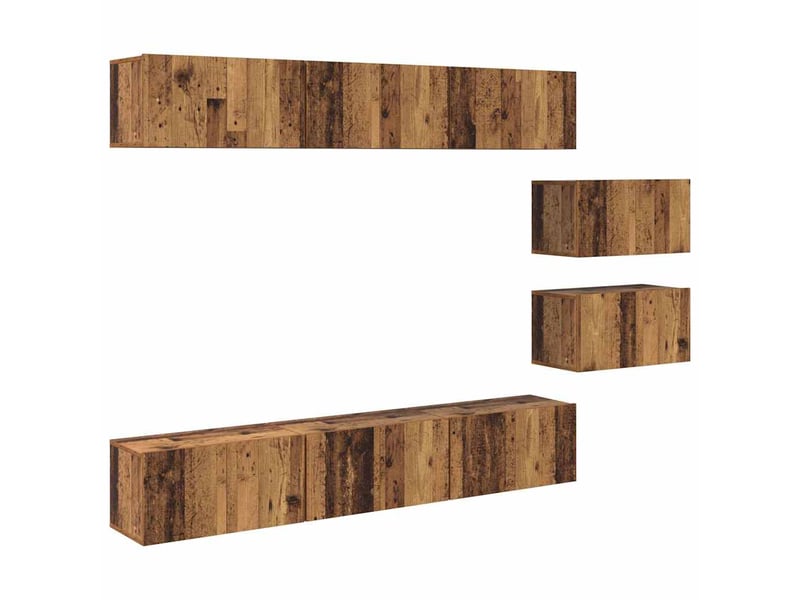  Ensemble meuble tv - banc tv - meuble de rangement 8 pcs bois ancien bois d'ingénierie  - Conforama A