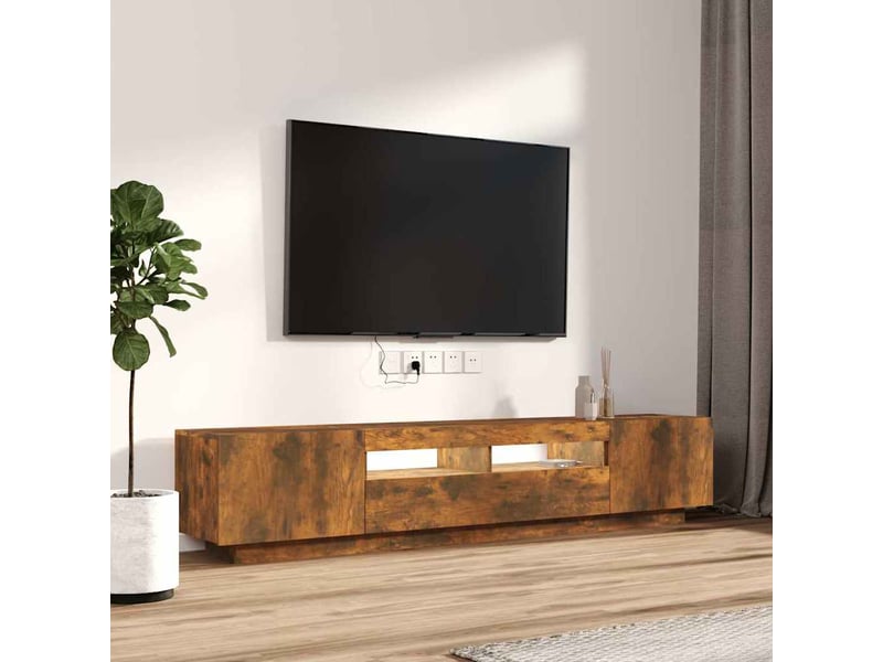 Ensemble de meubles tv avec lumières led 2 pcs chêne fumé shl34726 - Conforama E