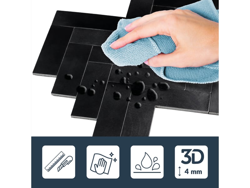  Crédence adhésive murale 3d  - effet chevron 4 pièces 25x25 cm  - Conforama D