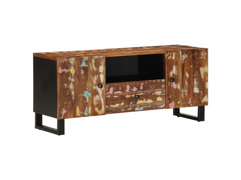  Meuble tv - banc tv - meuble de rangement 105x33,5x46 cm bois de récupération et d'ingénierie  - Conforama A