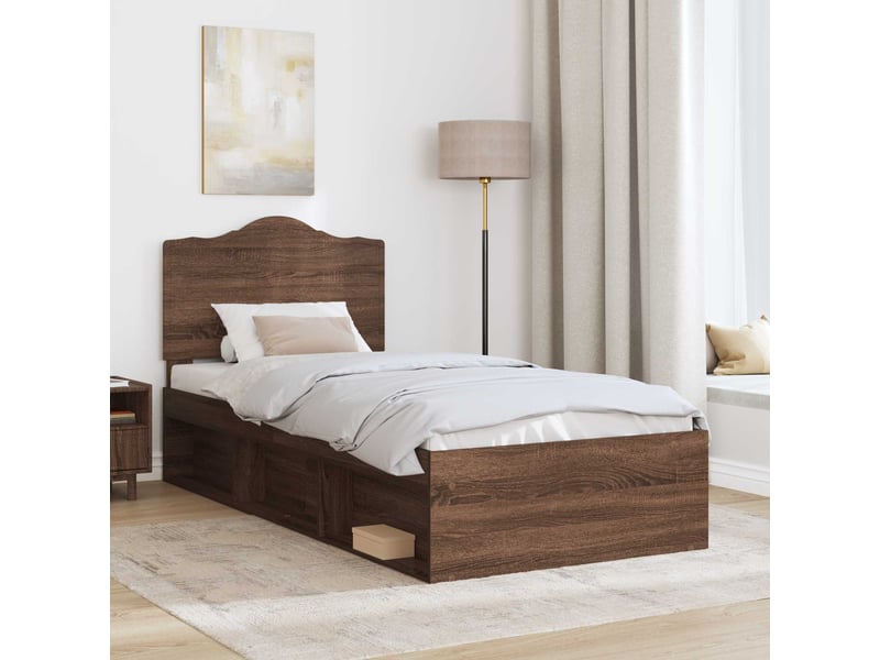 Lit simple- lit adulte - cadre de lit chêne brun 100 x 200 cm pin massif - Conforama B
