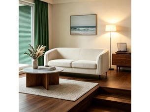 Canapé 2 places corda, beige, design courbé, loveseat moderne, canapé convertible, style accent