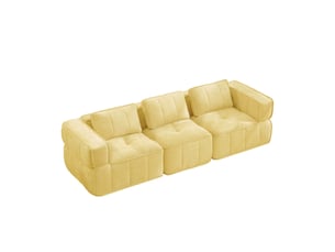 Canapé 3 places - 271x93x67cm - canapé droit modulaire sans cadre en mousse haute densité 32d avec coussins - jaune