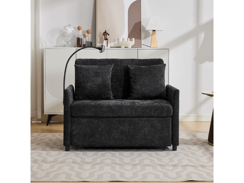  Canapé-lit convertible 1 place 109x82x82 cm avec usb noir  - Conforama D