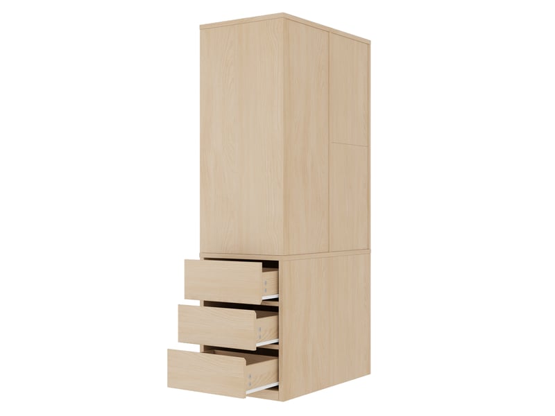 Armoire penderie - 70x50x170 cm - tiroirs de rangement - rangements intégrés - barre penderie - structure bois - bois naturel CozyNest - Conforama E