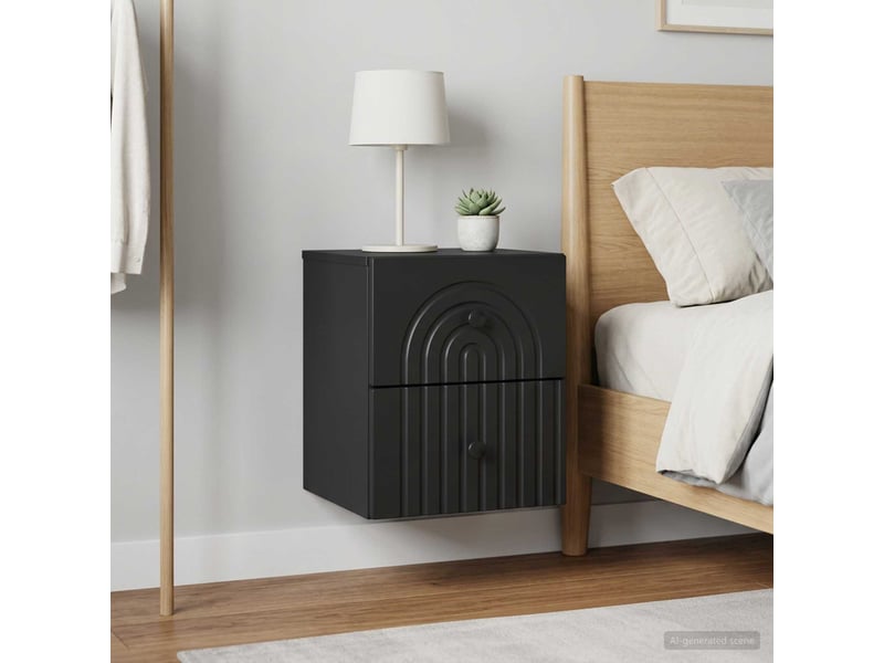 Table de chevet - cabinet de chevet - table de nuit mural 2 pc noir 33 x 34,5 x 40 cm - Conforama C