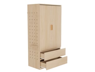 Armoire 2 porte(s) battante 2 tiroir(s) <strong>HAVRYA</strong> <strong></strong> coloris bois clair largeur 70 cm