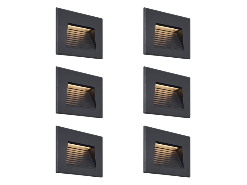 Lot de 6 appliques murales encastrables modernes noires 11,5 cm led incluse ip65 - trem  - Conforama A
