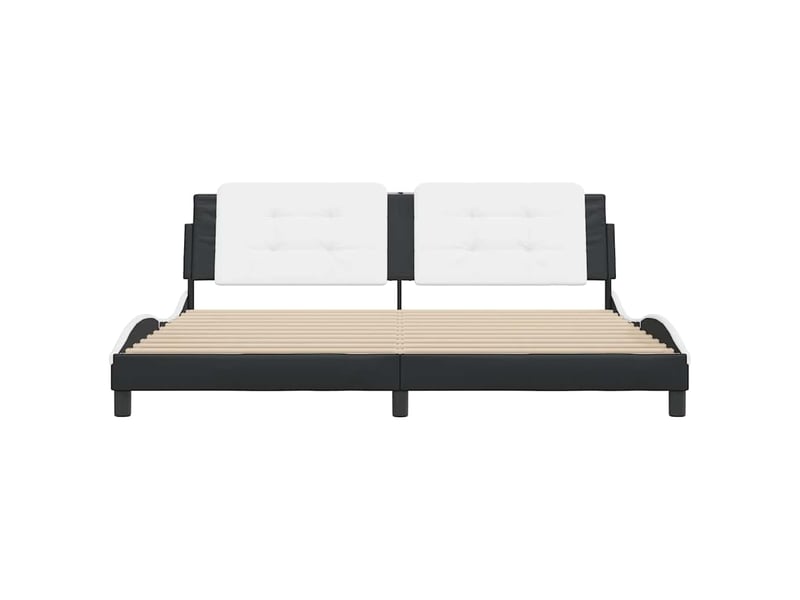 Lit double- lit adulte - cadre de lit sans matelas zadar noir et blanc 200x200 cm similicuir - Conforama C