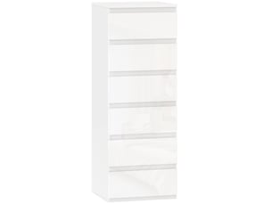 Commode colonne 5 tiroirs façade blanc laqué