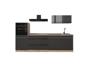 Vicco cuisine, anthracite haute brillancechêne doré, 280cm plan de travail chêne doré