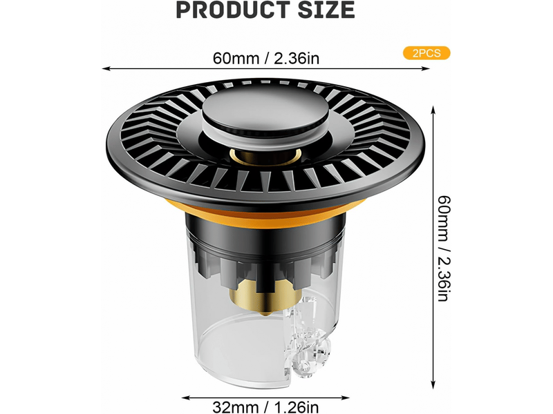 Bouchon de lavabo de salle de bain, 2 pièces, noir (pour trou de lavabo de diamètre 28-31 mm 33-40 mm) - Conforama B
