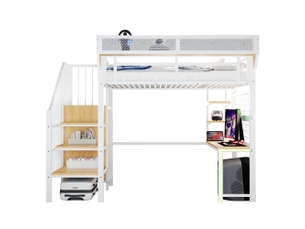 Lit mezzanine 90x200 cm WISHDOR   coloris blanc