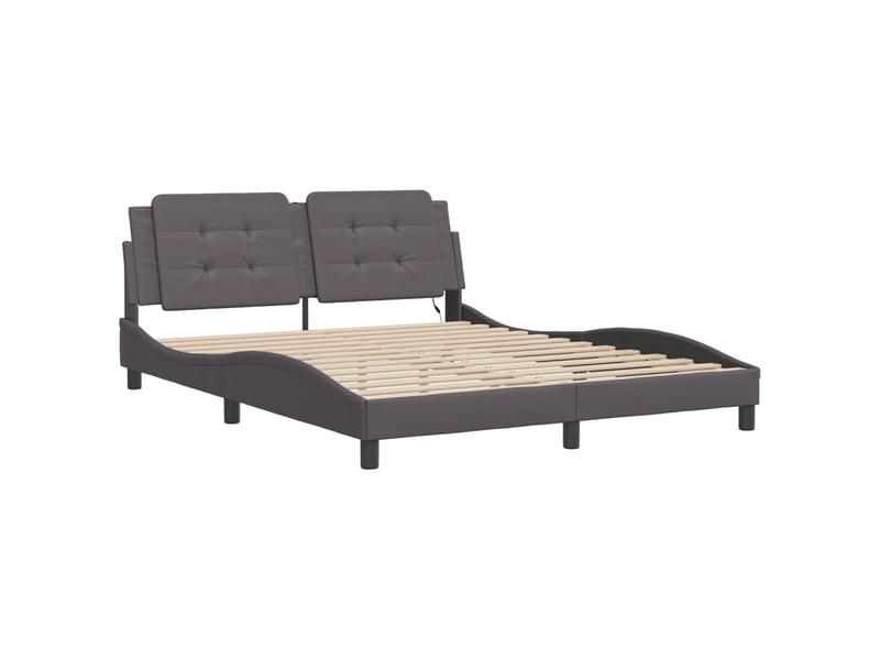  Lit double- lit adulte -  cadre de lit avec led sans matelas zadar gris 160x200 cm  - Conforama B