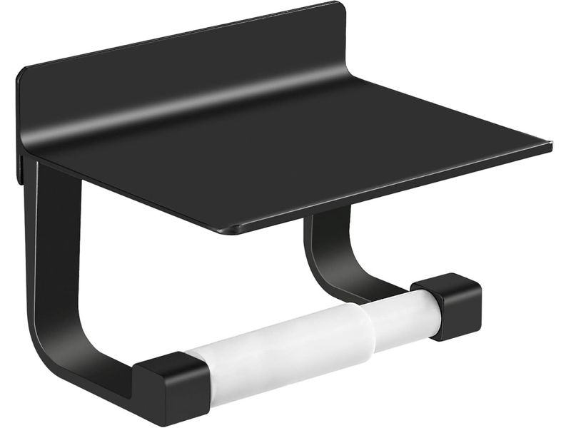  Porte-papier toilette mural, porte-papier toilette auto-adhésif, aluminium noir  - Conforama A