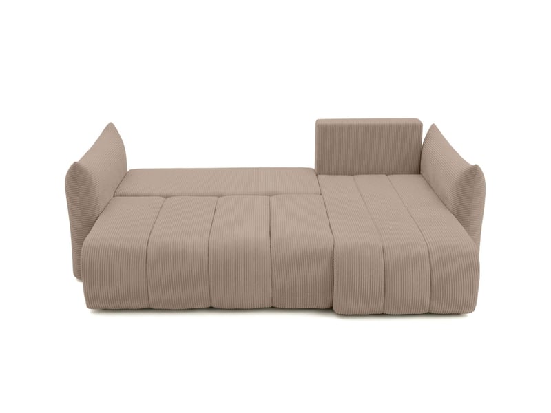  Canapé d'angle lysia mini réversible et convertible en velours côtelé - taupe LYSIA - Conforama B