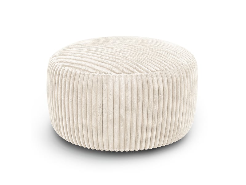  Fauteuil poire modenvie rond en velours côtelé blanc avec garnissage en mousse à mémoire de forme 100 x 100 x 50 cm  - Conforama A