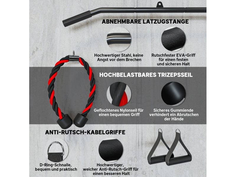Système de poulie de musculation 98x2,5x200 cm entraînement de force métal noir - Conforama C