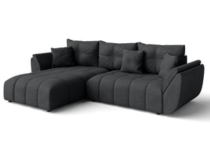 Canapé d'angle réversible convertible <strong>AX LIVING </strong> <strong>Verciani</strong> 4 places Velours gris avec coffre de rangement