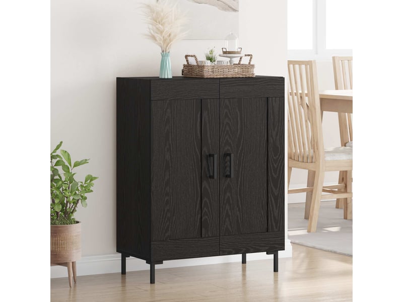 Buffet - bahut - meuble de rangement chêne noir 69,5 x 34 x 90 cm bois d'ingénierie et fer - Conforama B