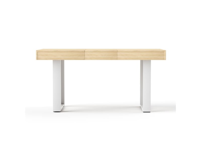  Table à manger extensible 120-160 cm, style rétro, bois naturel et blanc, 8 personnes  - Conforama A