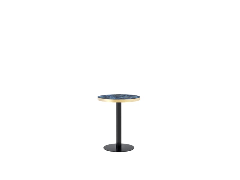  Table d'appoint ronde avec plateau effet marbre et piètement central en métal pour salon, chambre ou balcon  - Conforama A