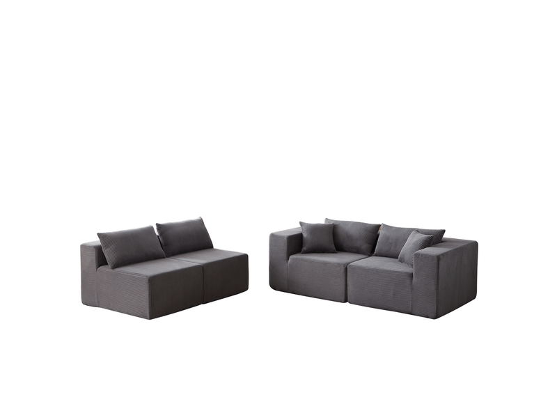  Canapé d'angle modulable 4 places en velours côtelé evryae  - Conforama A
