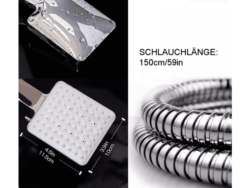  Bandeau de douche à main, tuyau de 1,5 m, bandeau de douche à effet pluie, 6 types de jets  - Conforama D