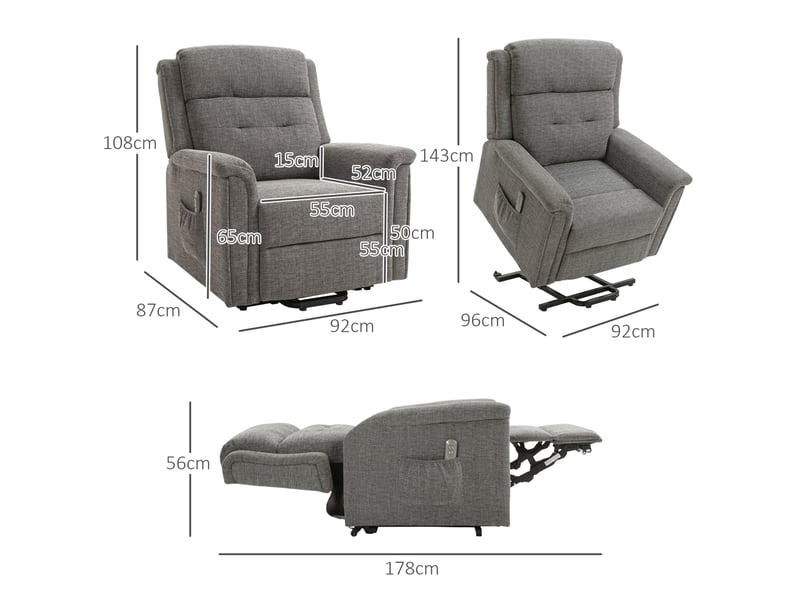 Fauteuil releveur électrique 92x87x108 cm inclinable 180° 170 kg gris - Conforama D