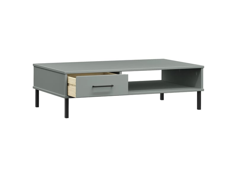  Table basse | table d'appoint salon avec pieds en métal gris bois pin massif oslo  - Conforama E