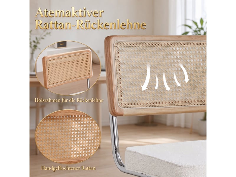 Chaise de salle à manger - ensemble de 2 chaises cantilever, chaises de salle à manger, 50 x 45 x 85 cm, blanc - Conforama R