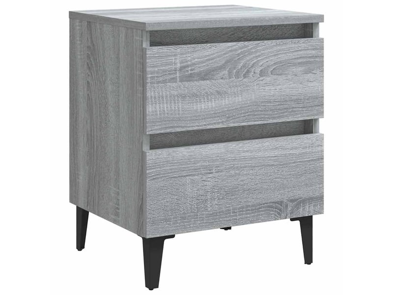  Lot de 2 tables de chevet - cabinet de chevet - table de nuit pieds en métal sonoma gris 40x35x50 cm  - Conforama C