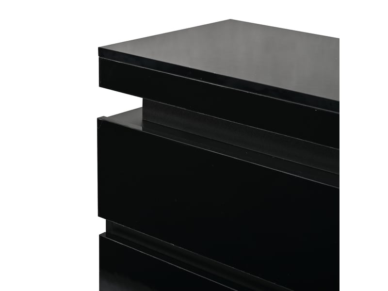  Buffet 140 x 35 x 72,5 cm en panneaux de particules avec 2 tiroirs, 4 portes et led noir chicfurn  - Conforama E