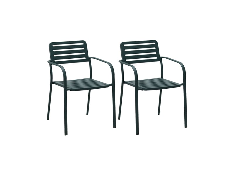 Lot de 2 fauteuils de jardin empilables en métal vert sapin - baca - Conforama A