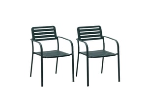 Lot de 2 fauteuils de jardin empilables en métal vert sapin - baca